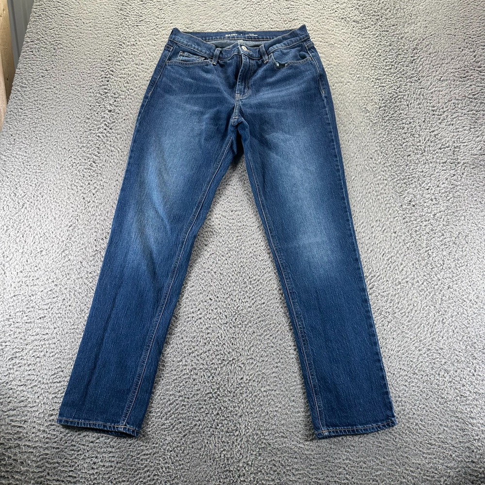 Old Navy Wow Jeans Womens 4 Blue Denim Cotton Boyfriend Mid Rise Stretch Faded